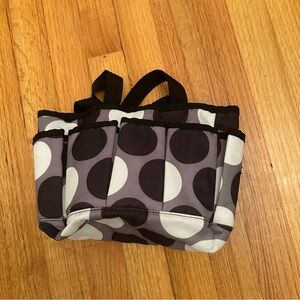 Thirty-One Women’s Black, Gray, White Polka Dotted Mini Tote/ Shower Caddy